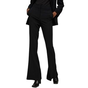 NWT! Mango MNG Back Slit Hems Flowy Trousers In Black Size US 8